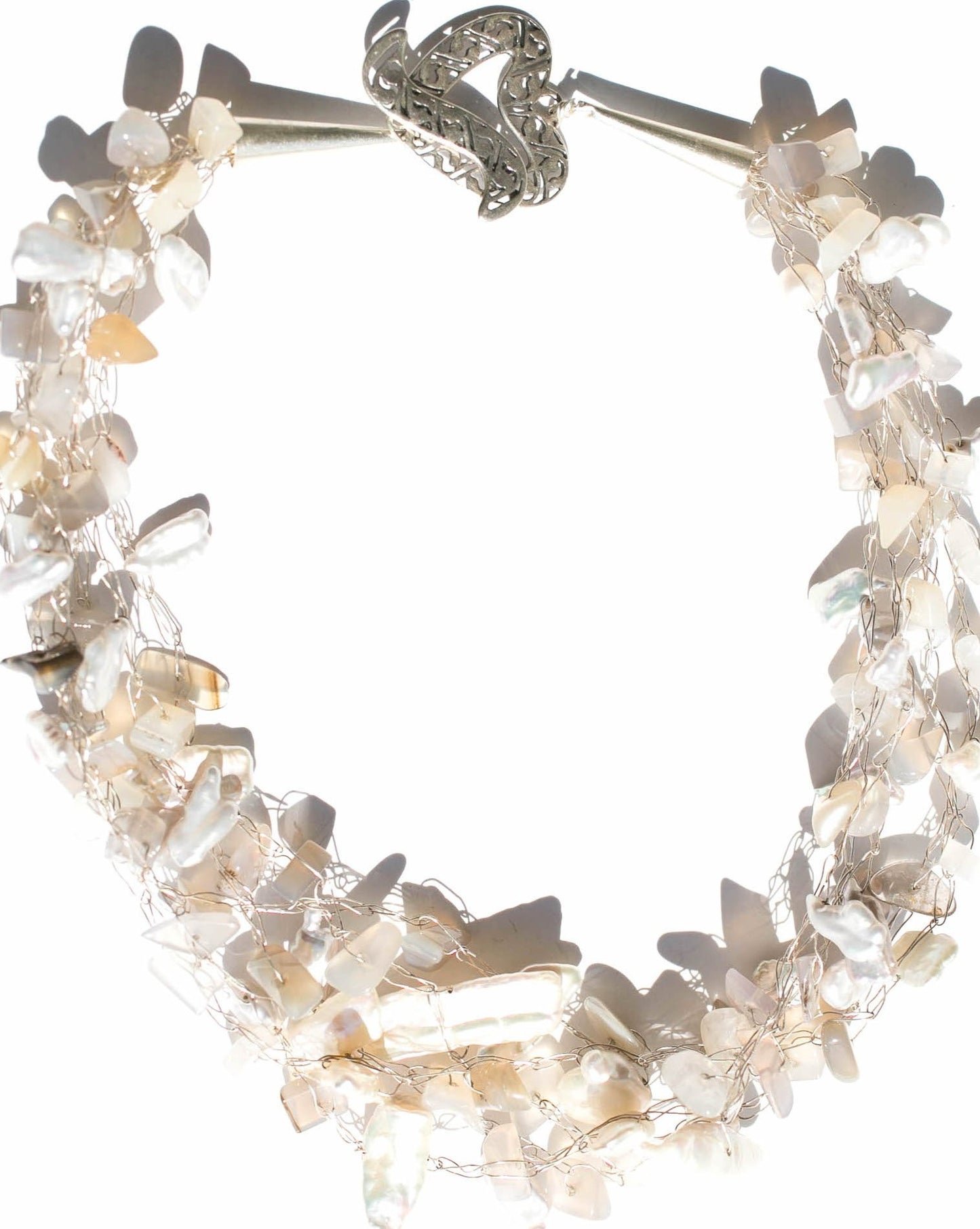 Fresh Water Pearl and Labradorite Weave Necklace