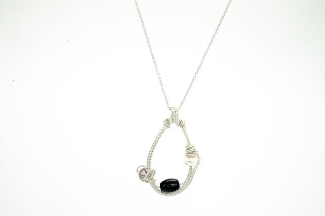 Freshwater Pearl and Onyx Pendant