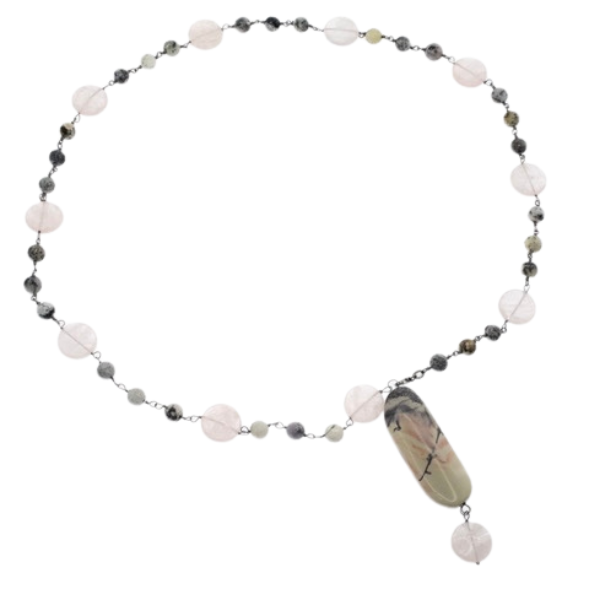 Rose Quartz and Jasper Necklace