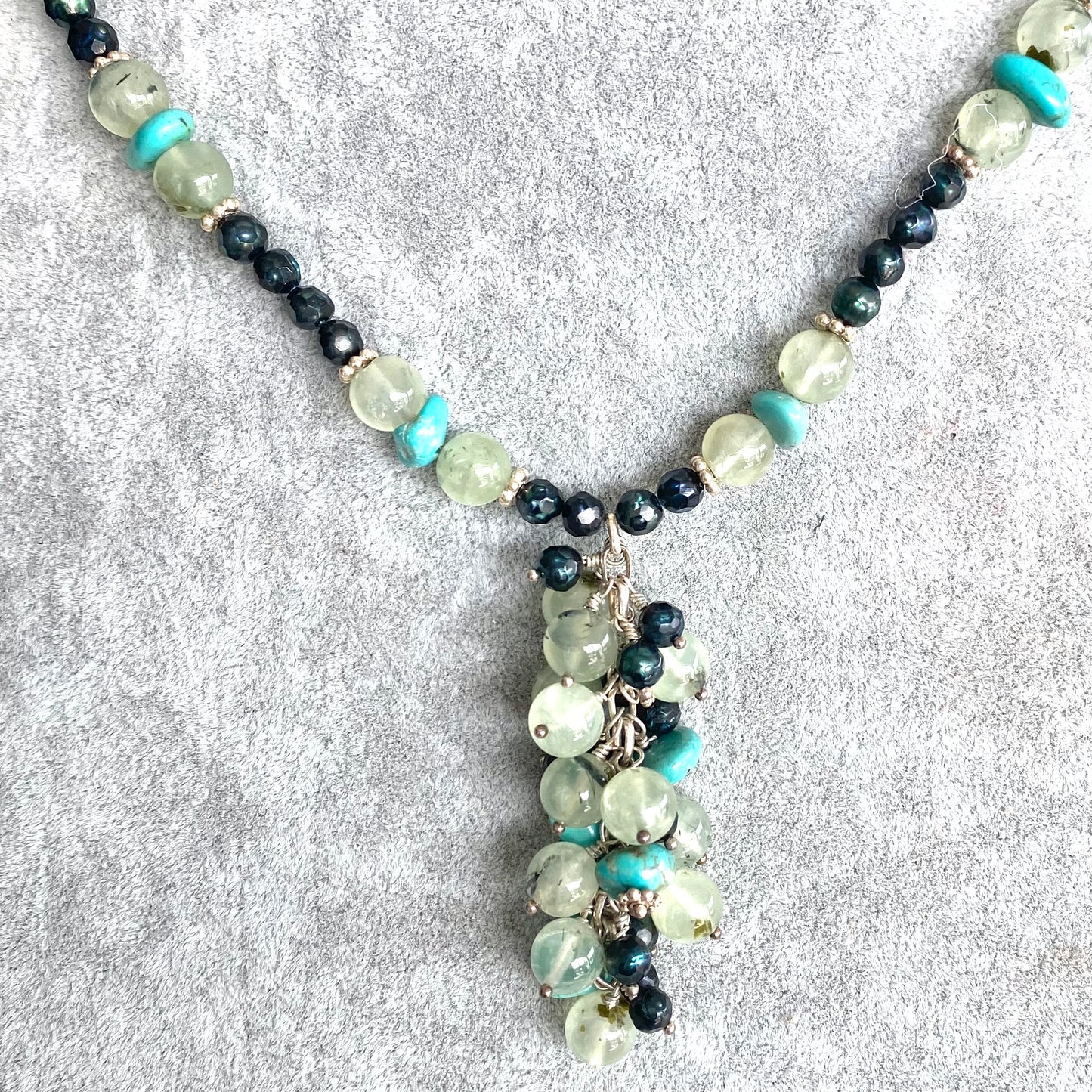 Jade. Turquoise and Freshwater Pearl Necklace