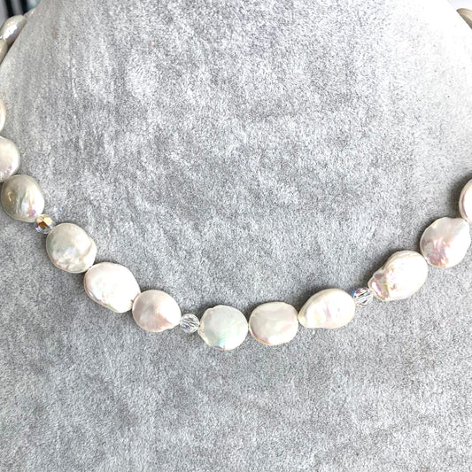 Coin Pearl  and Crystal Necklace