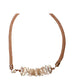 Necklace with rose gold chain and biwa pearls  on a white background