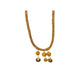 Gold necklace with yellow beads on a white background