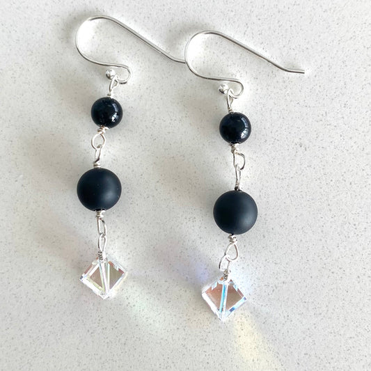 Onyx and Crystal Earrings