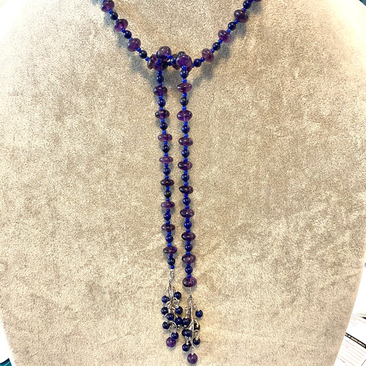 Amethyst and Lapis Lariat