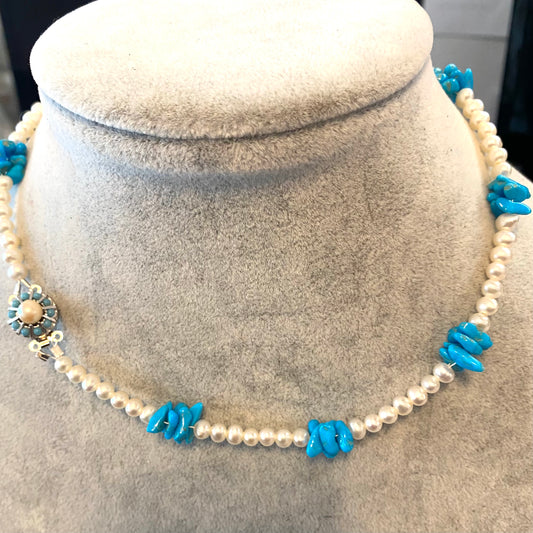 Freshwater Pearl and Turquoise Necklace