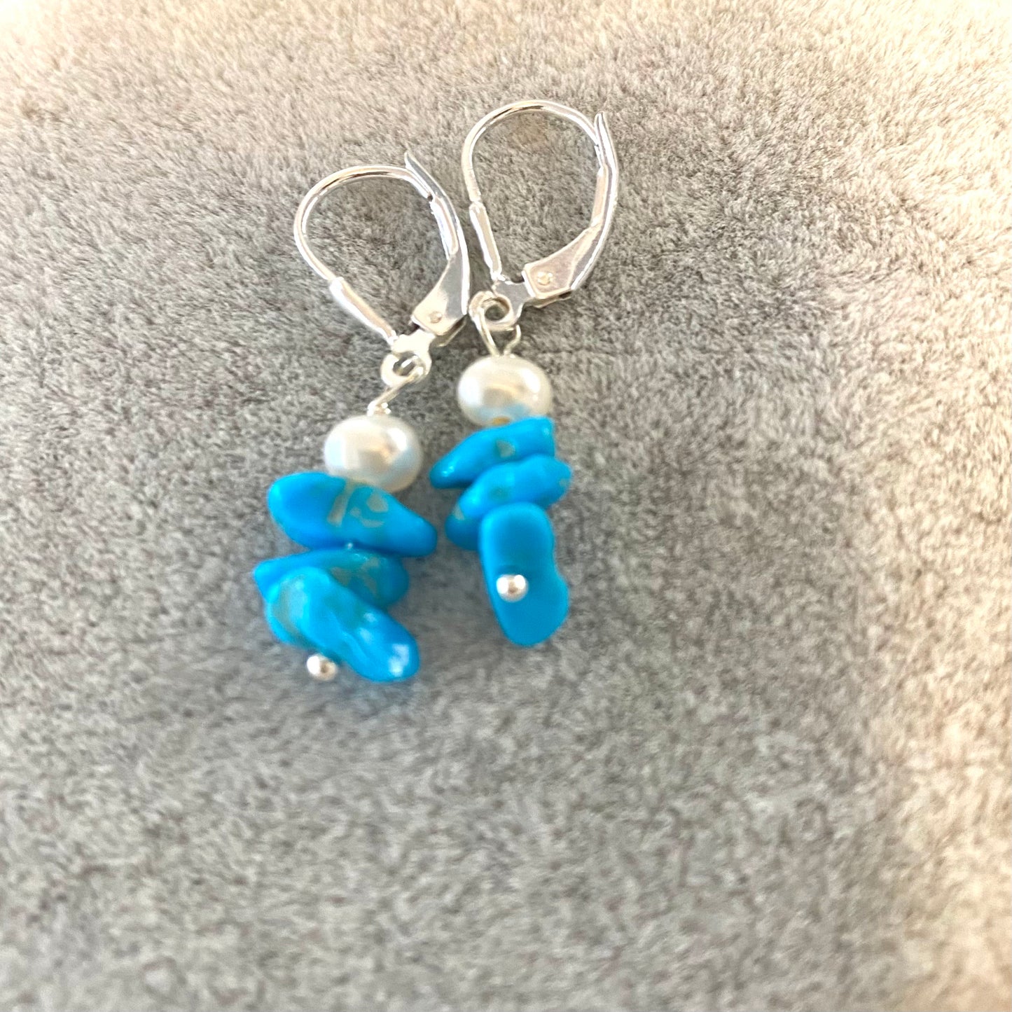 Turquoise and Pearl Earrings