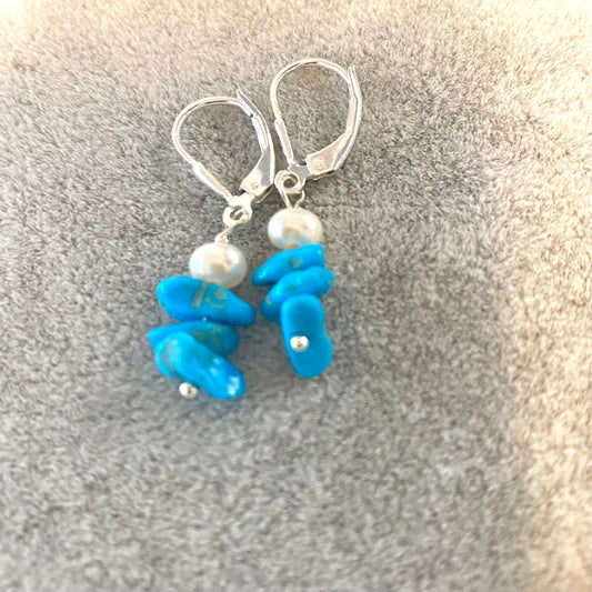 Turquoise and Pearl Earrings