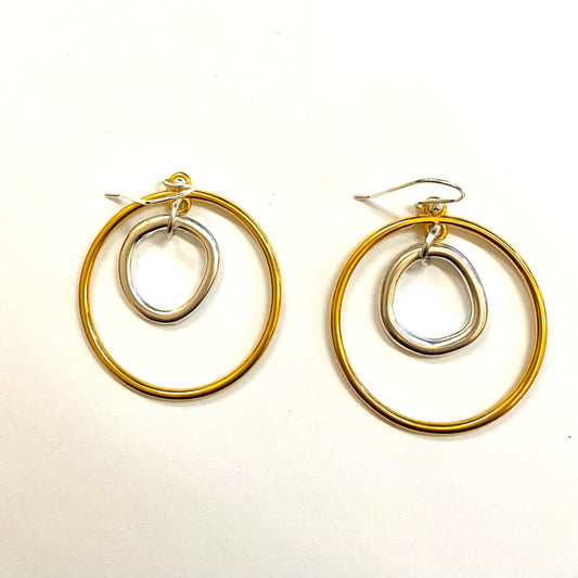 Concentric Circle Earrings two tone