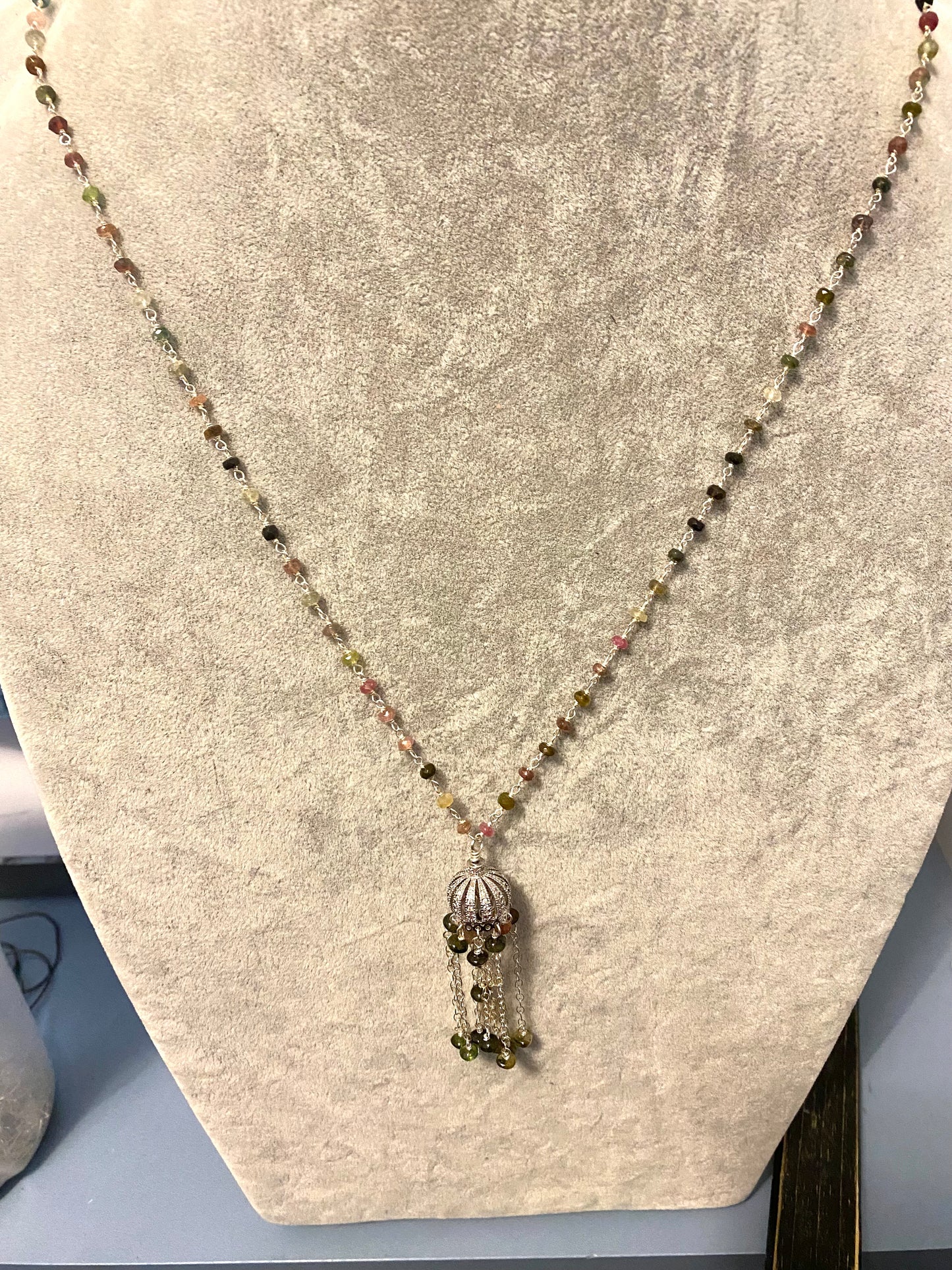 Watermelon Tourmaline Long Necklace