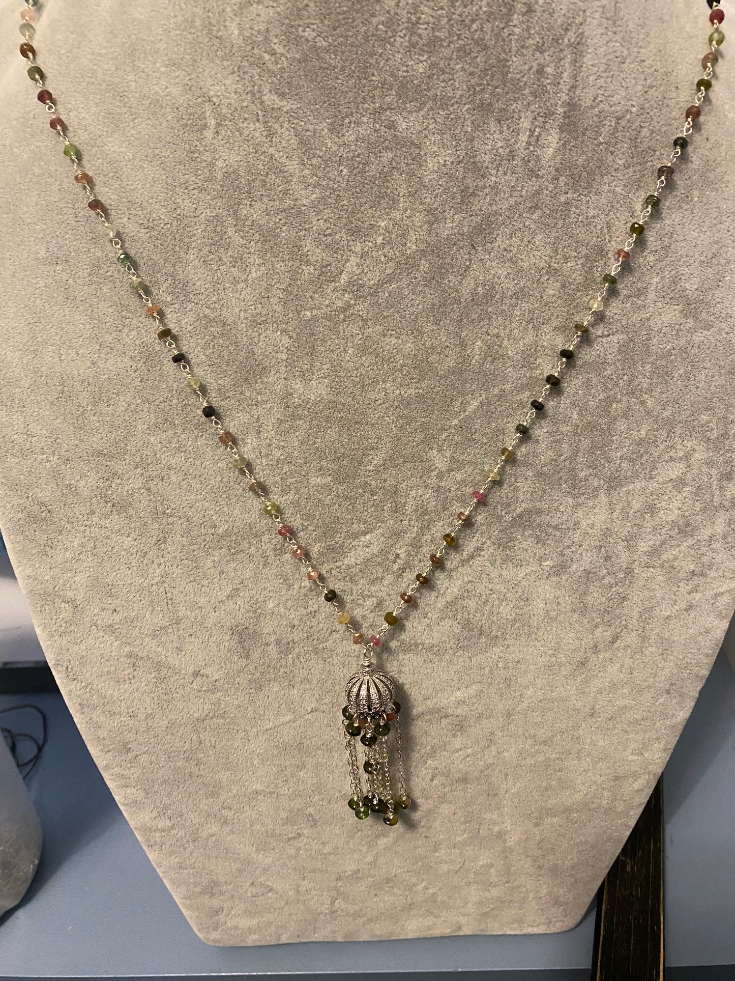 Watermelon Tourmaline Long Necklace