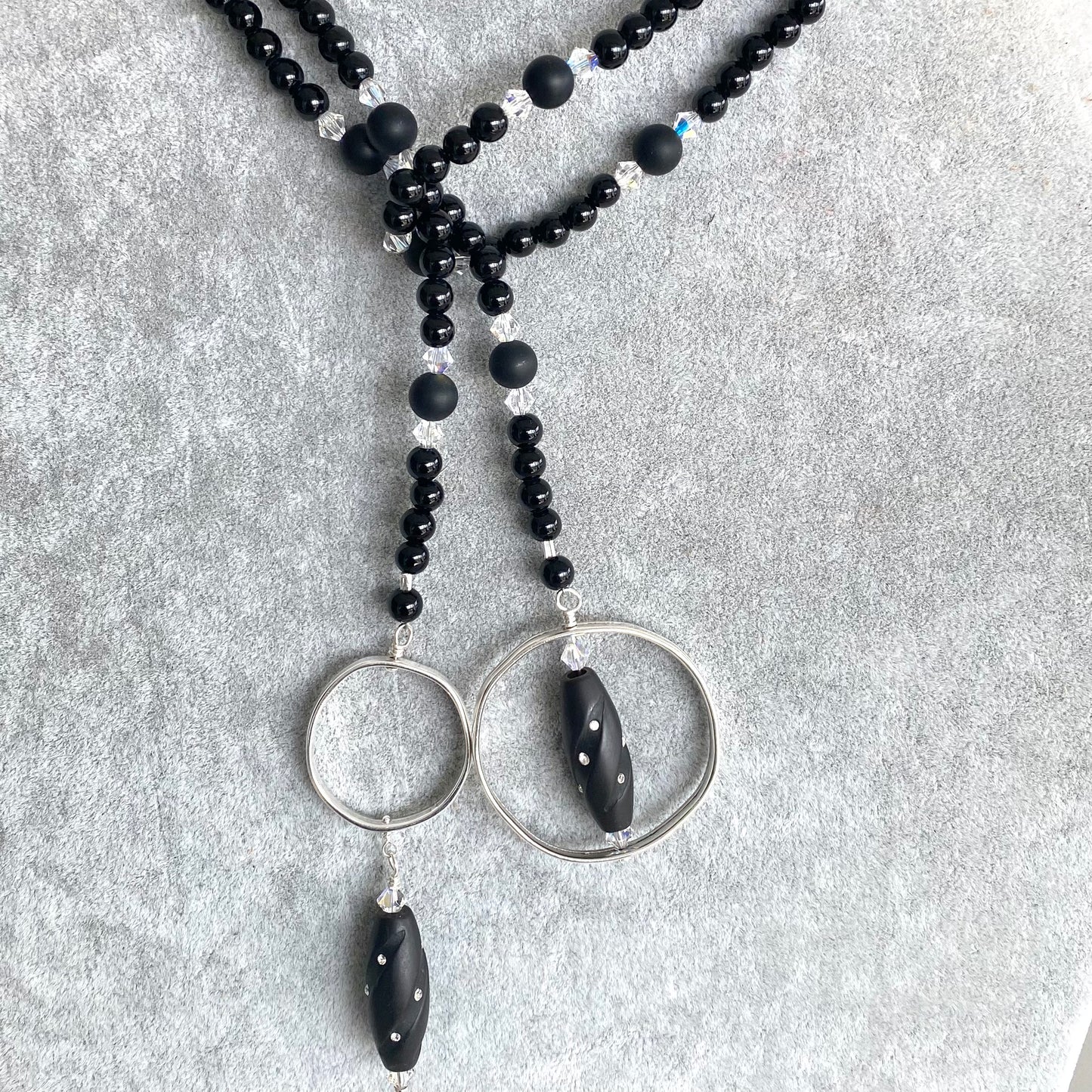 Onyx and Crystal Lariat