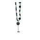 Necklace with green and silver beads on a white background