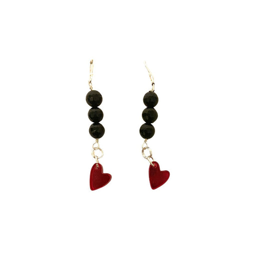 Onyx and heart Earrings