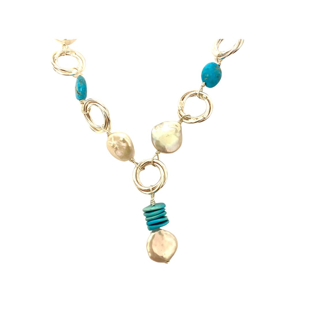 Freshwater Pearl and Turquoise Necklace