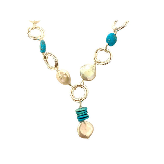 Freshwater Pearl and Turquoise Necklace