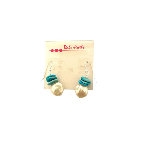 Turquoise and Pearl Earrings