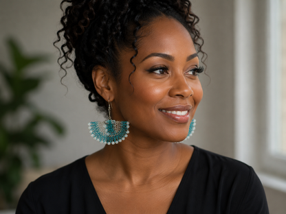Two Tone Statement Fan Earrings