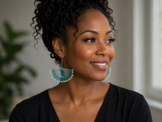 Two Tone Statement Fan Earrings