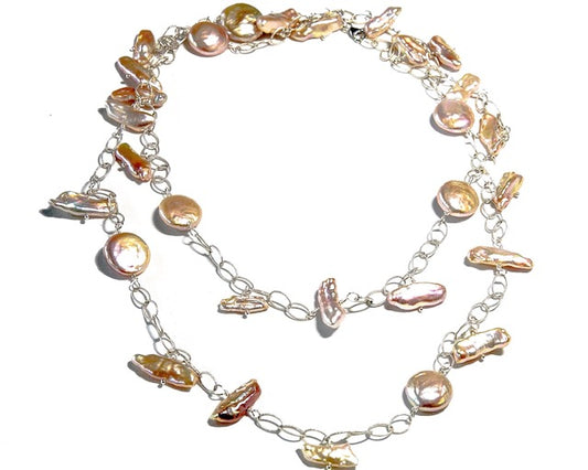 Biwa and Coin Pearl Necklace by Pret-A-Porter Jewels