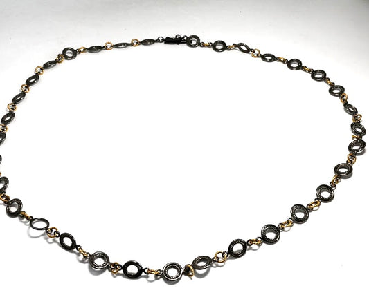 Oxidized Sterling Silver and Gold Filled Necklace