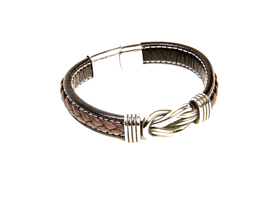 Braided Leather Bracelet with Celtic Knot