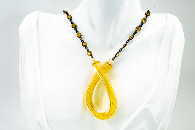 Citrine and Oxidized Sterling Silver Pendant Necklace