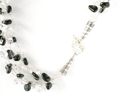 Black and White or Clear Multi Strand Necklace