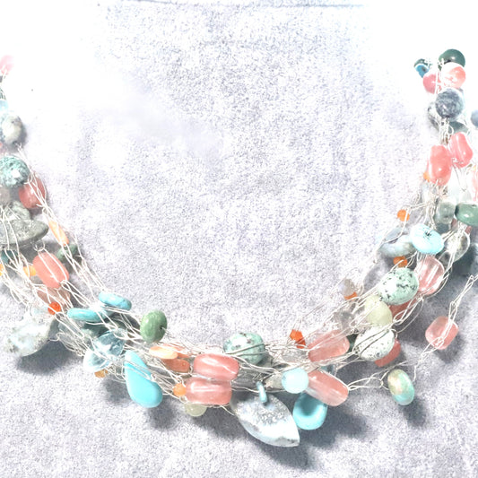 Coral and Turquoise Multi-strand necklace