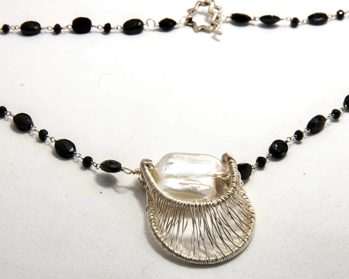 Fresh Water Pearl and Onyx Pendant