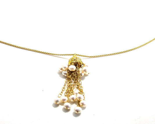 Gold Pendant with Fresh Water Pearls