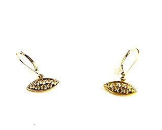 Eye shaped gold fill earrings with white sapphires