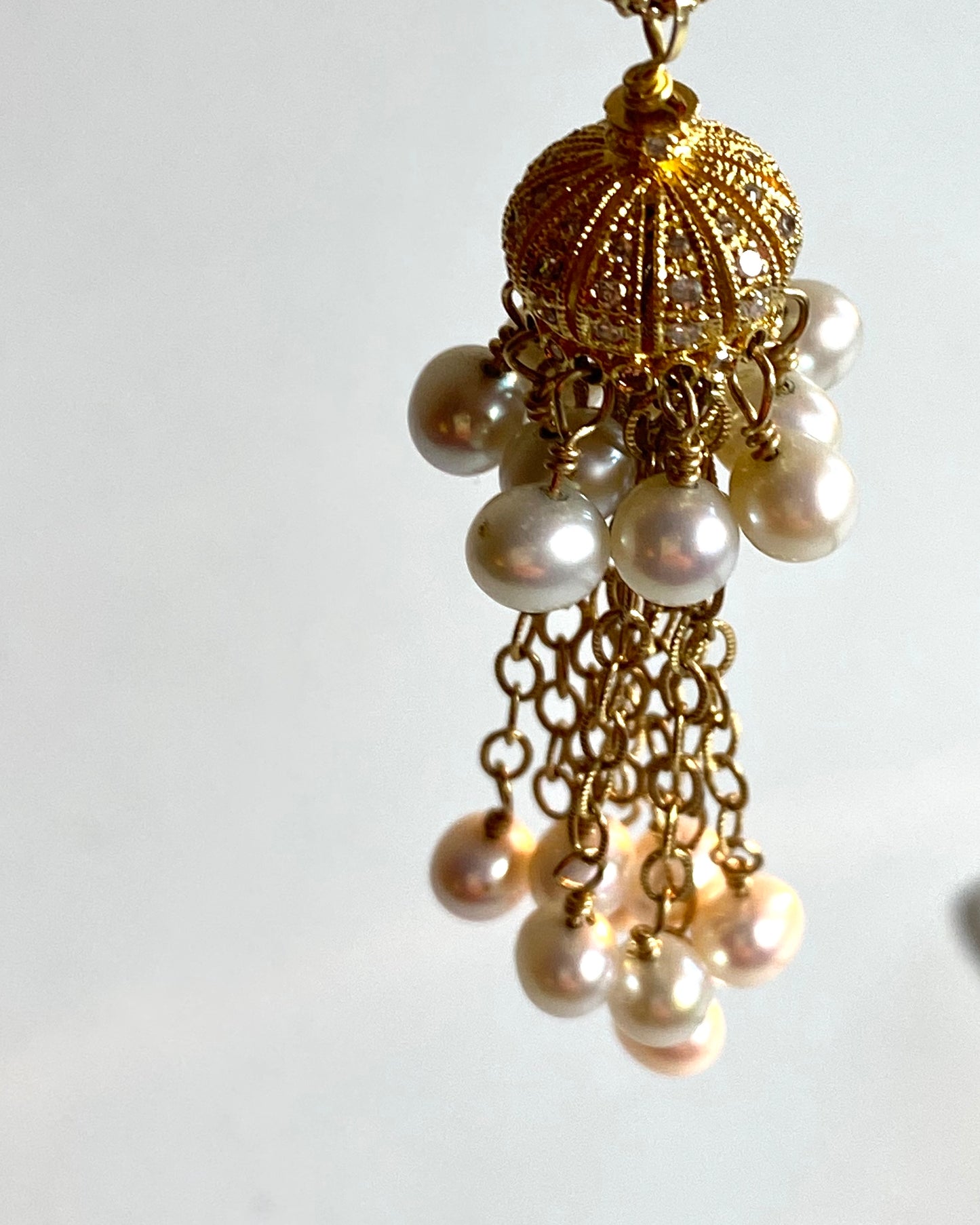 Gold Pendant with Fresh Water Pearls
