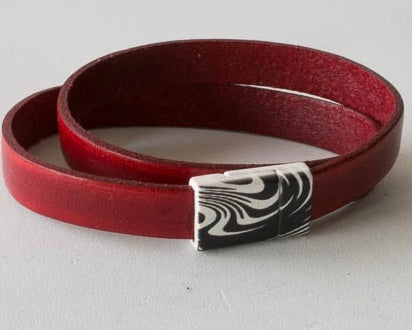 Red leather clearance wrap bracelet