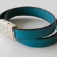 Double wrap around leather bracelet with pewter magnetic clasp