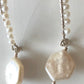 Fresh water round pearls with a hexagon fresh water pearl dangling.