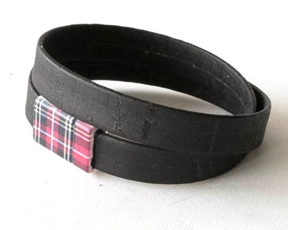 Vegan or Leather Wrap Bracelet with Plaid Magnetic Clasp