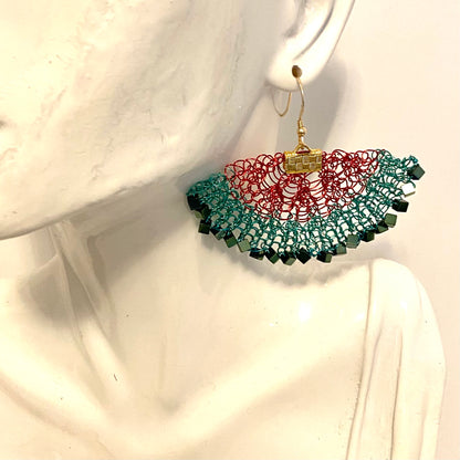 Two Tone Statement Fan Earrings