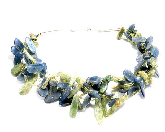 Blue and Green Kyanite Multi-Strand Necklace