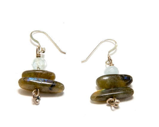 Labradorite and Aquamarine Earrings