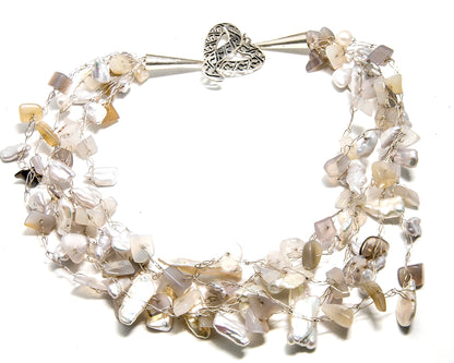 Fresh Water Pearl and Labradorite Weave Necklace