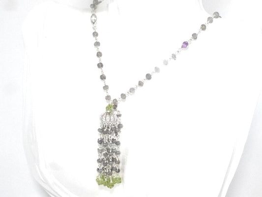 Labradorite and Peridot Necklace Pendant