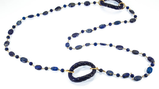 Sodalite,Lapis and vermeil chain necklace.
