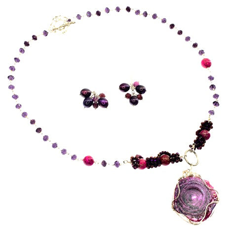Amethyst and Druzy Pendant Necklace