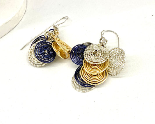 Mixed Metal Spiral Earrings