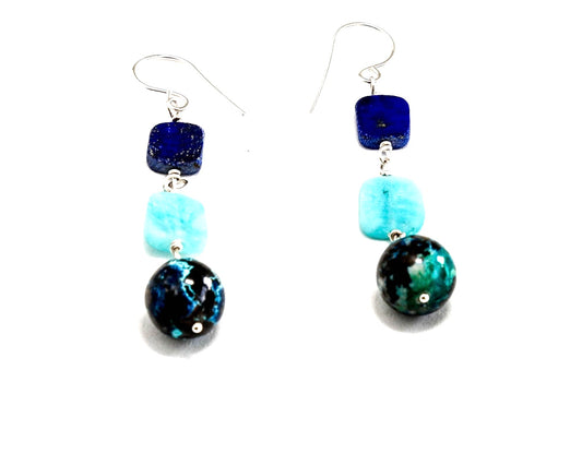 Peruvian Opal and Lapis Earrings