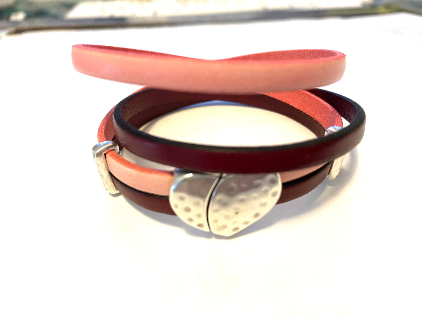 Heart Clasp Leather Bracelet