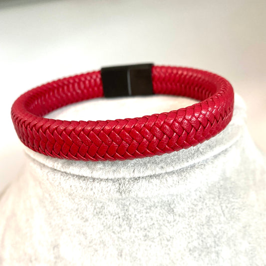 Red Braided Leather Bracelet