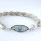 Sterling Silver knitted chain bracelet with evil eye charm and lobster claw closure