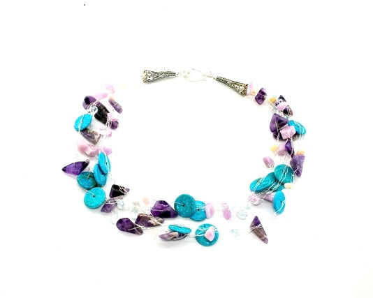 Turquoise and Amethyst Multi-strand Necklace by Pret-A-Porter Jewels